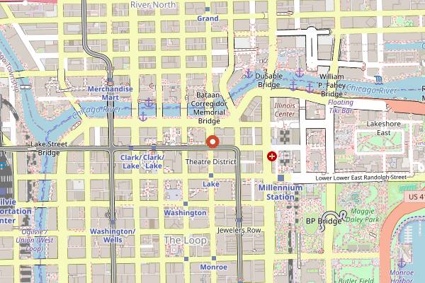 Map showing State and Lake Chicago Tavern in Chicago