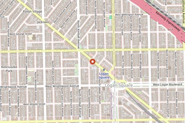 Map showing The Harding Tavern in Chicago