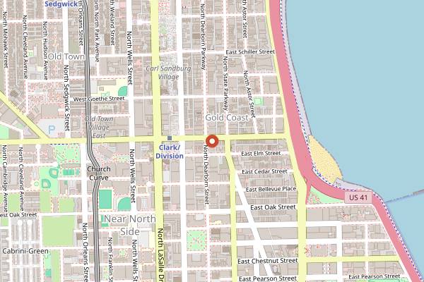 Map showing The Lodge Tavern in Chicago