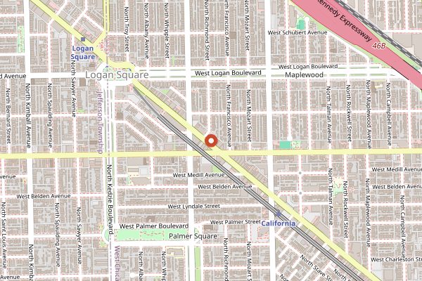 Map showing The Whistler in Chicago