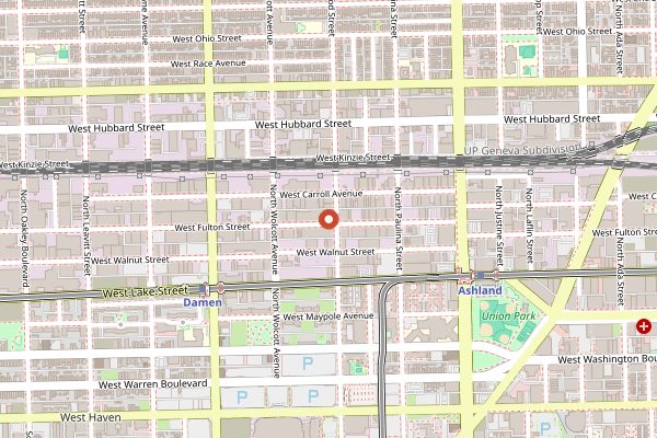Map showing Goose Island Beer Co. (Fulton Brewery) in Chicago