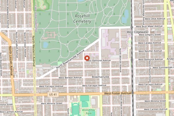Map showing Half Acre Beer Company in Chicago