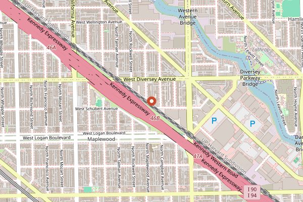 Map showing Maplewood Brewery & Distillery in Chicago
