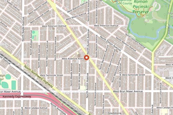 Map showing 5800 North Cafe in Chicago
