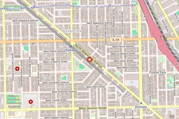 Map showing Bongo Room (Wicker Park) in Chicago