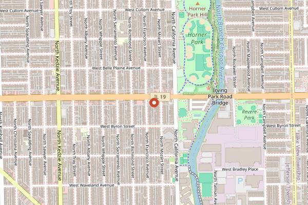 Map showing The Churro Waffle in Chicago