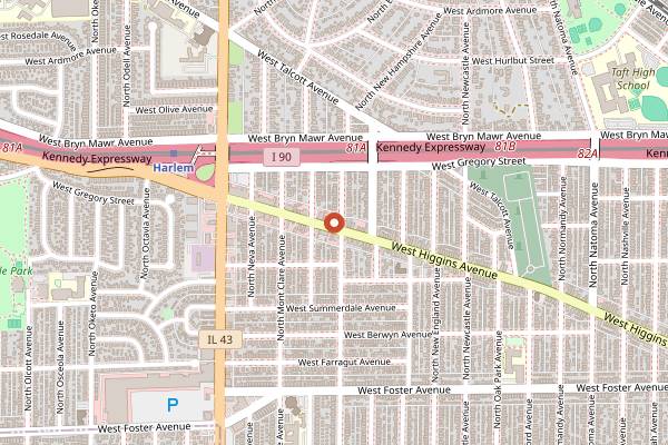Map showing Dino's Italian Pizza in Chicago
