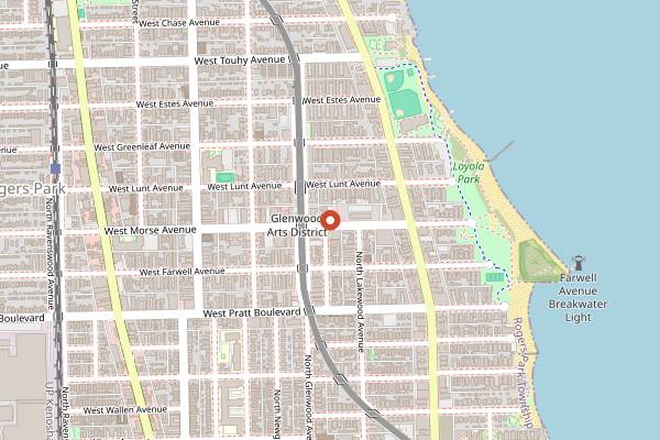 Map showing J.B. Alberto's Pizza in Chicago