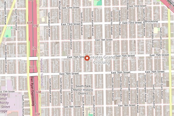 Map showing Lem's Bar-B-Q in Chicago