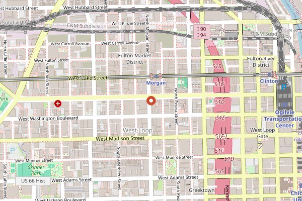 Map showing La Colombe Coffee (Randolph) in Chicago