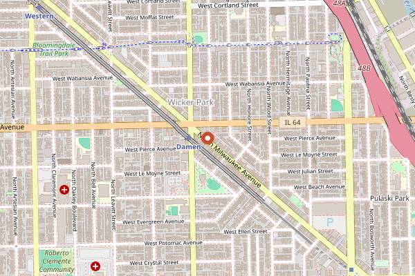 Map showing Oro Chocolate & Coffee in Chicago