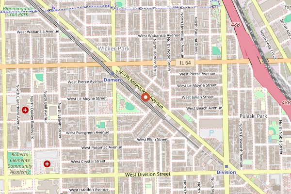 Map showing The Wormhole in Chicago