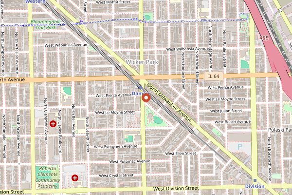 Map showing Big Star in Chicago