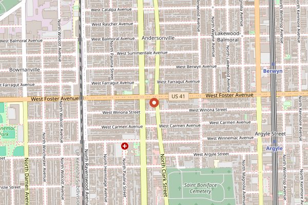 Map showing Hopleaf Bar in Chicago