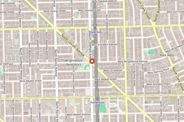 Map showing Lou Malnati's (Lincoln Park) in Chicago