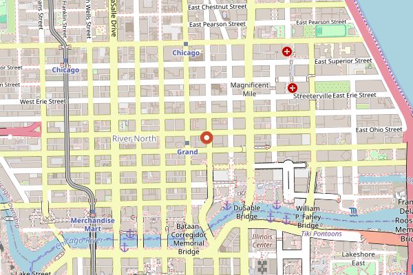 Map showing Pizzeria Uno in Chicago