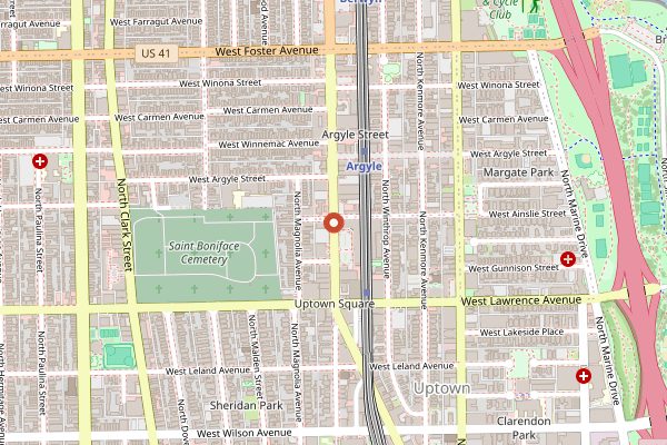 Map showing Milt's Barbecue for the Perplexed in Chicago
