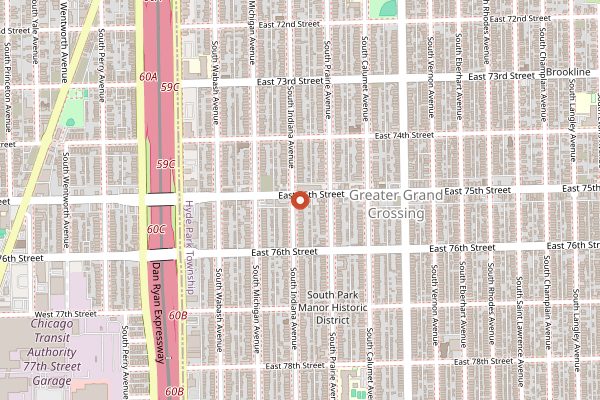 Map showing Soul Veg City in Chicago