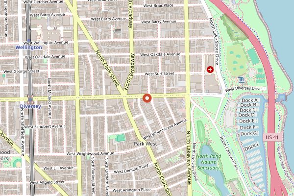 Map showing Wheat's End Cafe in Chicago