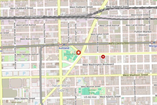 Map showing Randolph Street Market Festival in Chicago