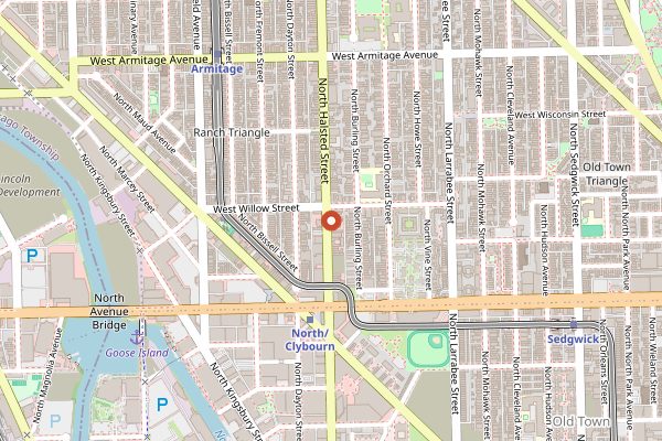 Map showing Alinea in Chicago