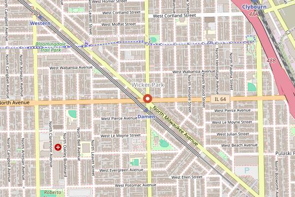 Map showing Sidewalk Food Tours of Chicago in Chicago