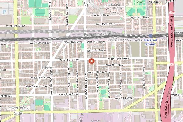 Map showing Pilsen Yards in Chicago