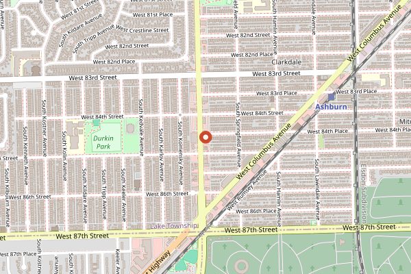 Map showing Vito & Nick's Pizzeria (Ashburn) in Chicago