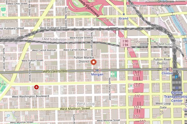 Map showing The Aviary (late seating) in Chicago