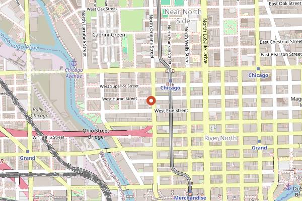 Map showing The Green Door Tavern in Chicago