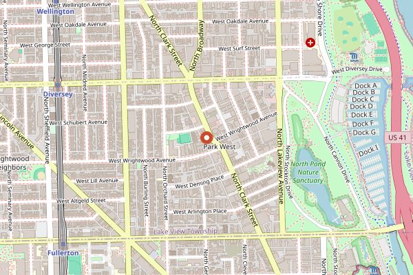 Map showing The Wieners Circle (late night) in Chicago