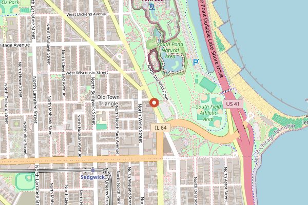 Map showing Green City Market (Lincoln Park) in Chicago