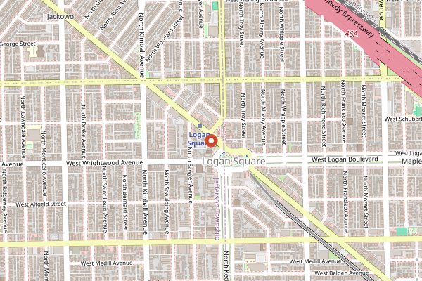 Map showing Logan Square Farmers Market in Chicago