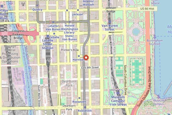 Map showing Buddy Guy's Legends in Chicago