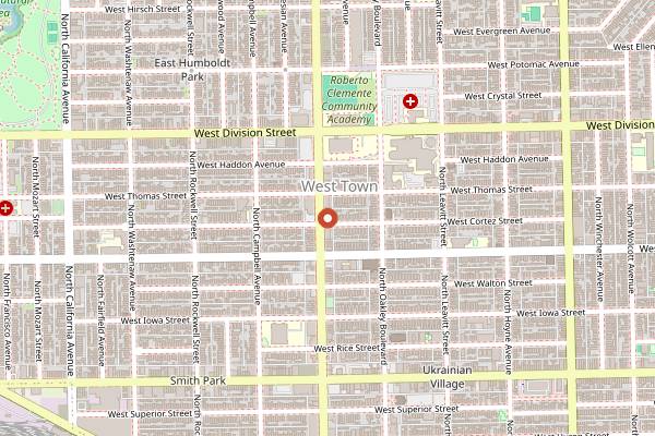 Map showing Empty Bottle in Chicago