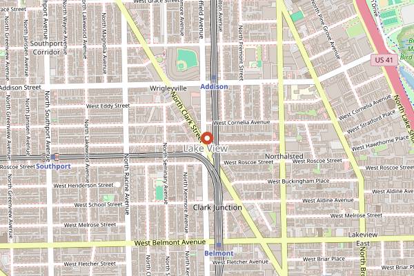 Map showing Nisei Lounge in Chicago