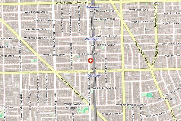 Map showing Replay Lincoln Park in Chicago