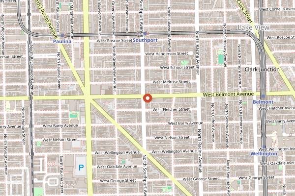 Map showing Schubas Tavern in Chicago