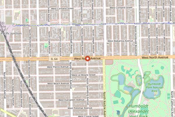 Map showing The Up Room in Chicago