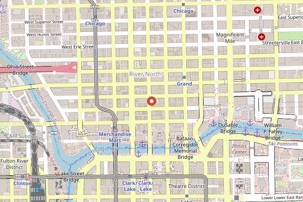Map showing Frontera Grill in Chicago