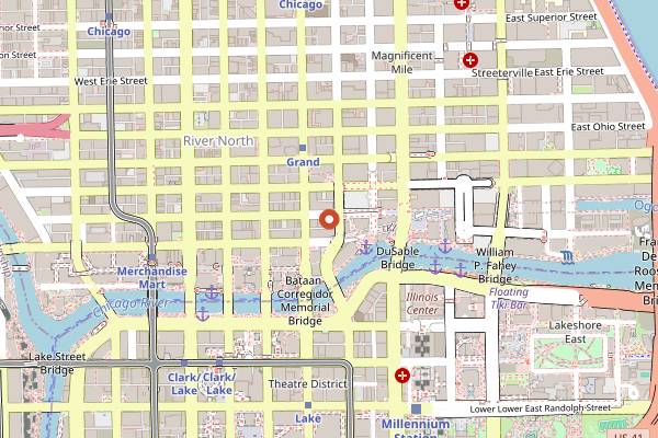 Map showing Shaw's Crab House in Chicago