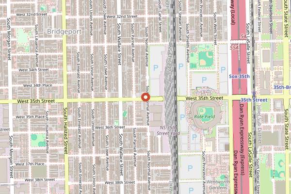 Map showing 35th Street Red Hots in Chicago