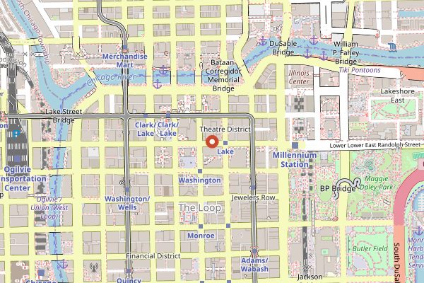 Map showing Garrett Popcorn Shops in Chicago