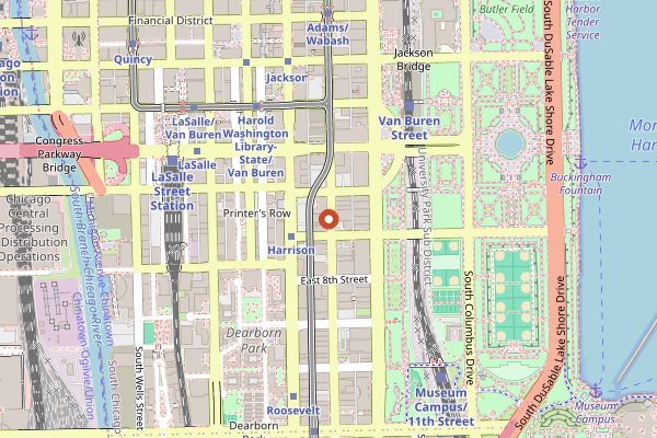 Map showing Harold's Chicken Shack in Chicago