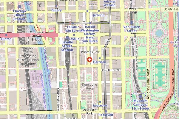 Map showing Printers Row Wine Shop in Chicago