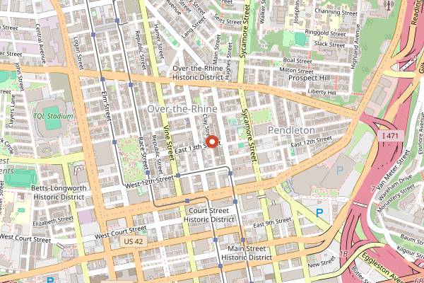 Map showing Brown Bear Bakery in Cincinnati