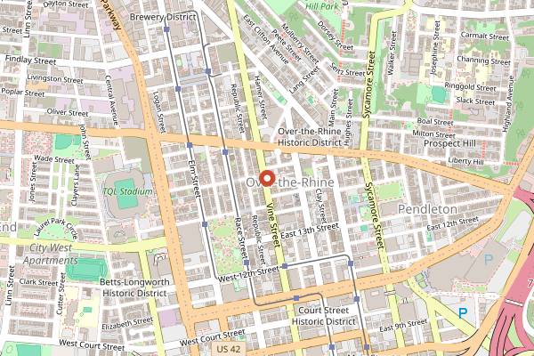 Map showing Lost and Found OTR in Cincinnati