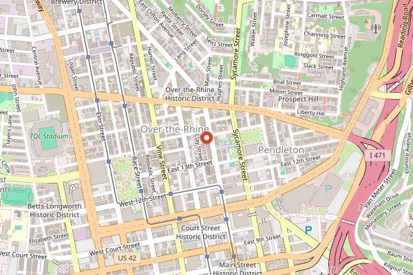 Map showing MOTR Pub in Cincinnati