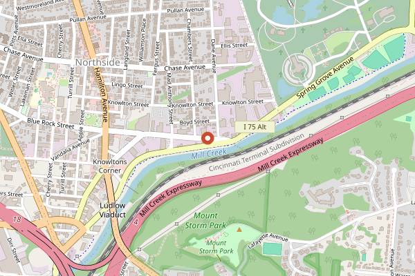 Map showing Northside Yacht Club in Cincinnati