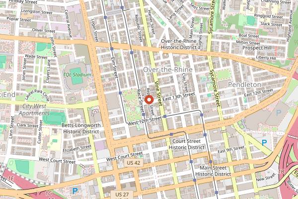 Map showing Sundry and Vice in Cincinnati